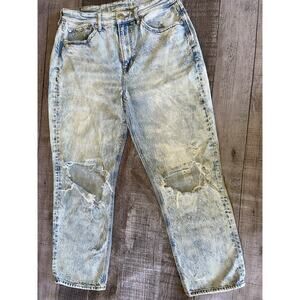 American Eagle 90s Boyfriend Acid Wash Distressed Jeans Womens Size 8 Short